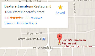 Map to Dexter's Jamaican Restaurant